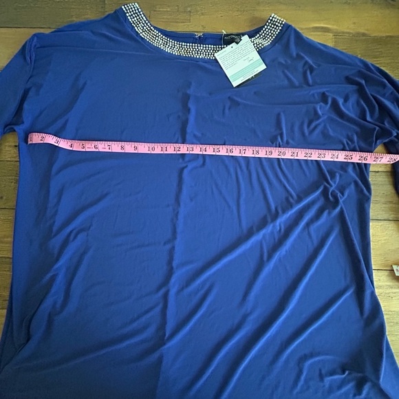 ANTHONY Originals Elegant Blue Mini Dress with Rhinestone Accents Long Sleeve 3X - Picture 9 of 11